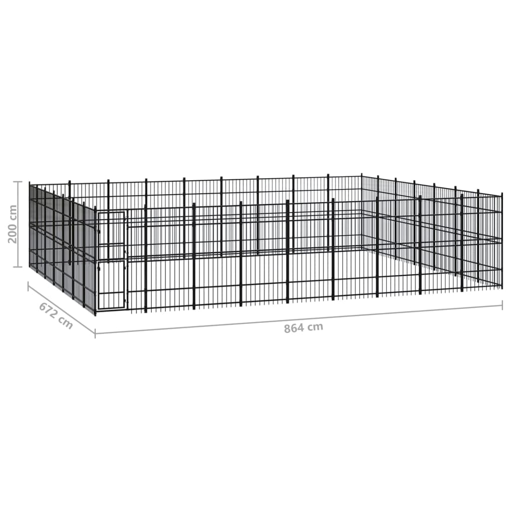 Outdoor Dog Kennel Steel 58.06 m?