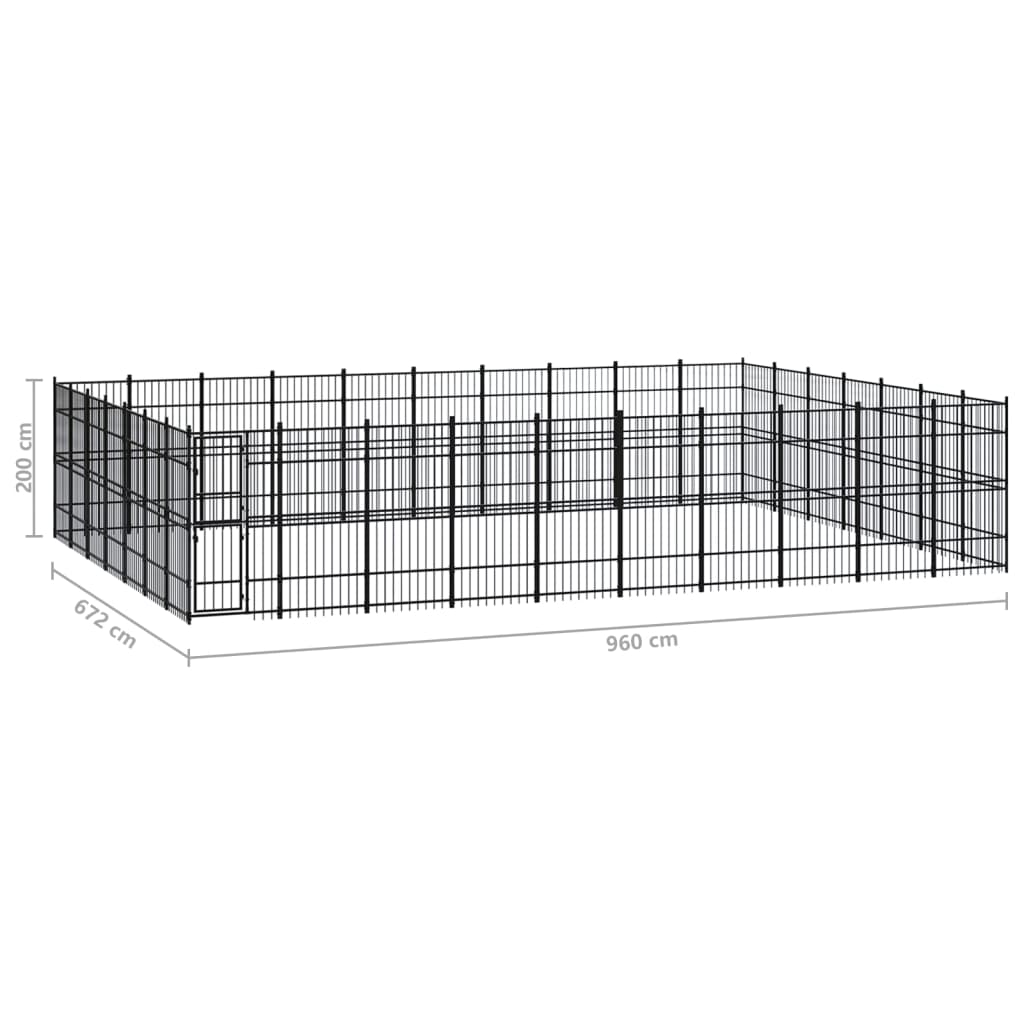 Outdoor Dog Kennel Steel 64.51 m²