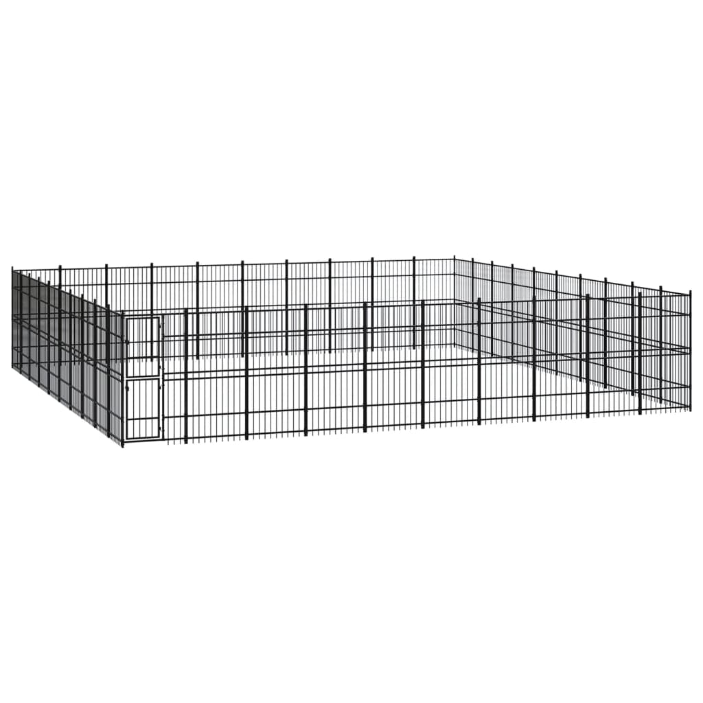 Outdoor Dog Kennel Steel 92.16 m?