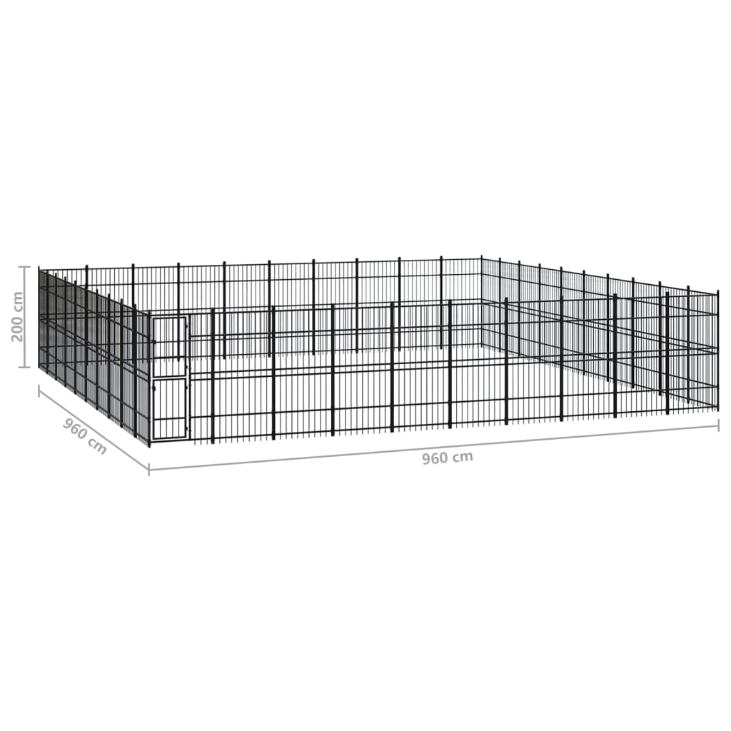 Outdoor Dog Kennel Steel 92.16 m?