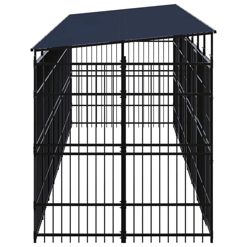 Outdoor Dog Kennel with Roof Steel 14.75 m²
