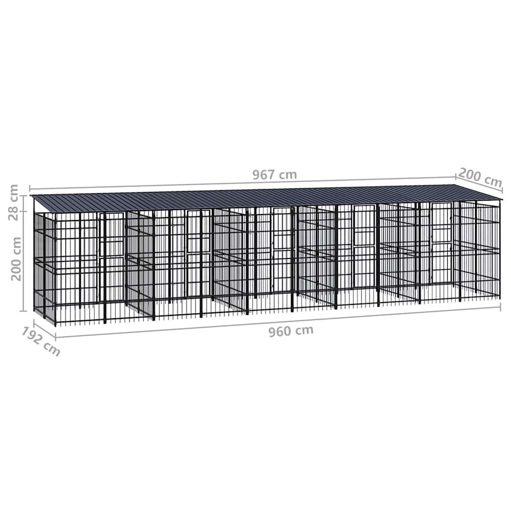 Outdoor Dog Kennel with Roof Steel 18,43 m²