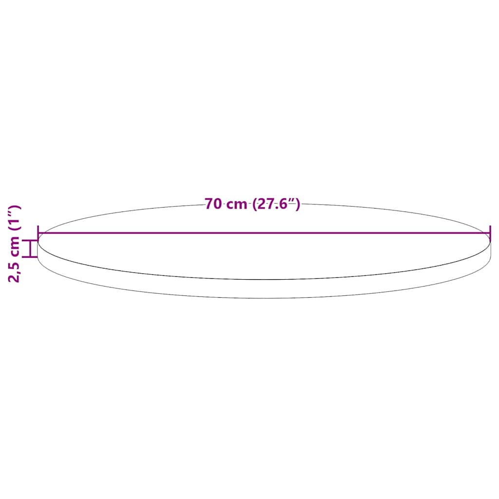 Table Top Ø70x2.5 cm Solid Wood Pine