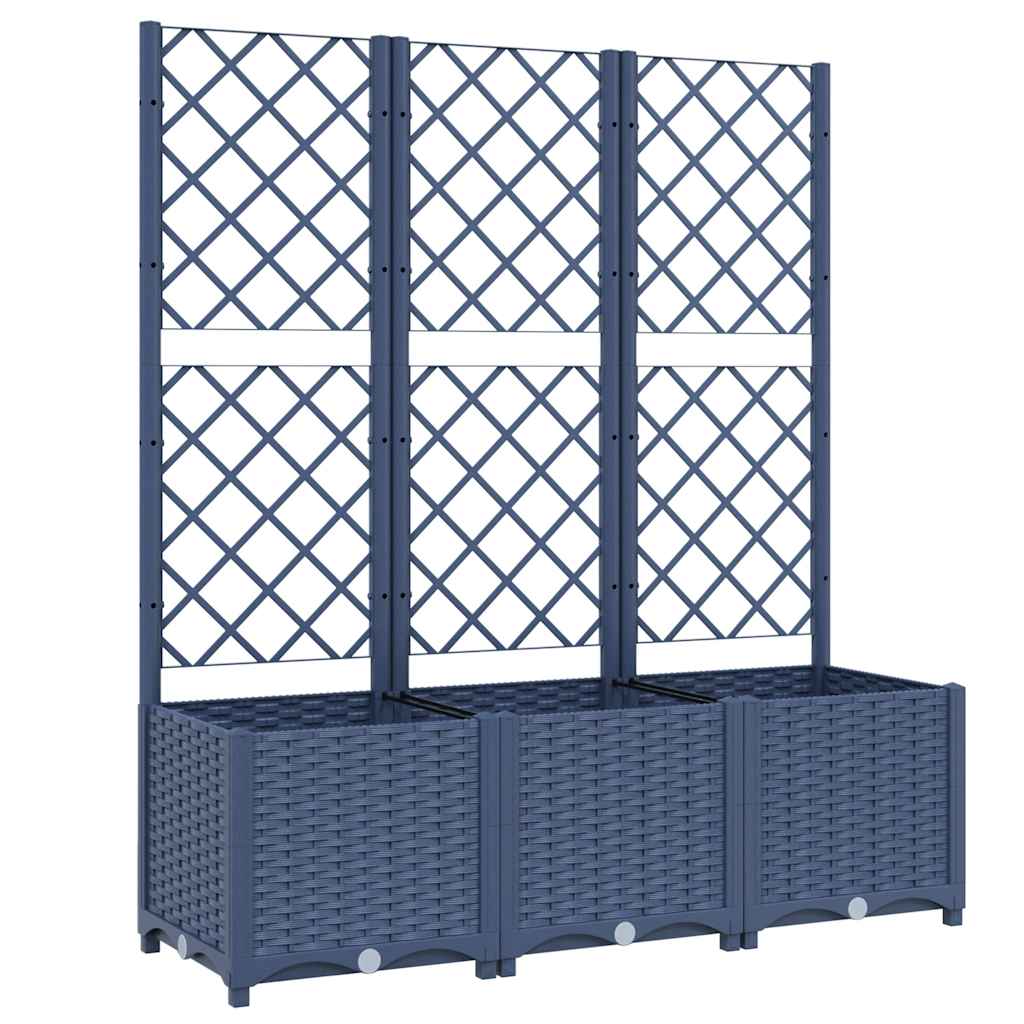 Garden Planter with Trellis Blue Grey 120x40x136 cm PP
