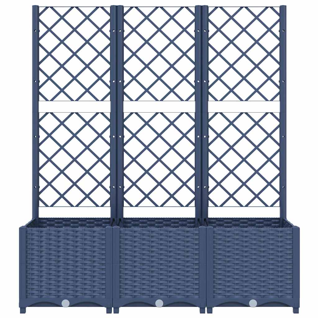Garden Planter with Trellis Blue Grey 120x40x136 cm PP