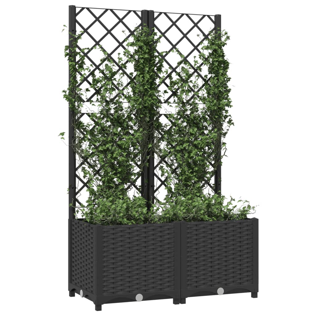 Garden Planter with Trellis Black 80x40x136 cm PP