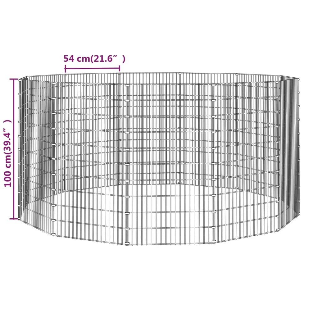 Free Range Animal Enclosure 12-Panel 54x100 cm Galvanised Iron