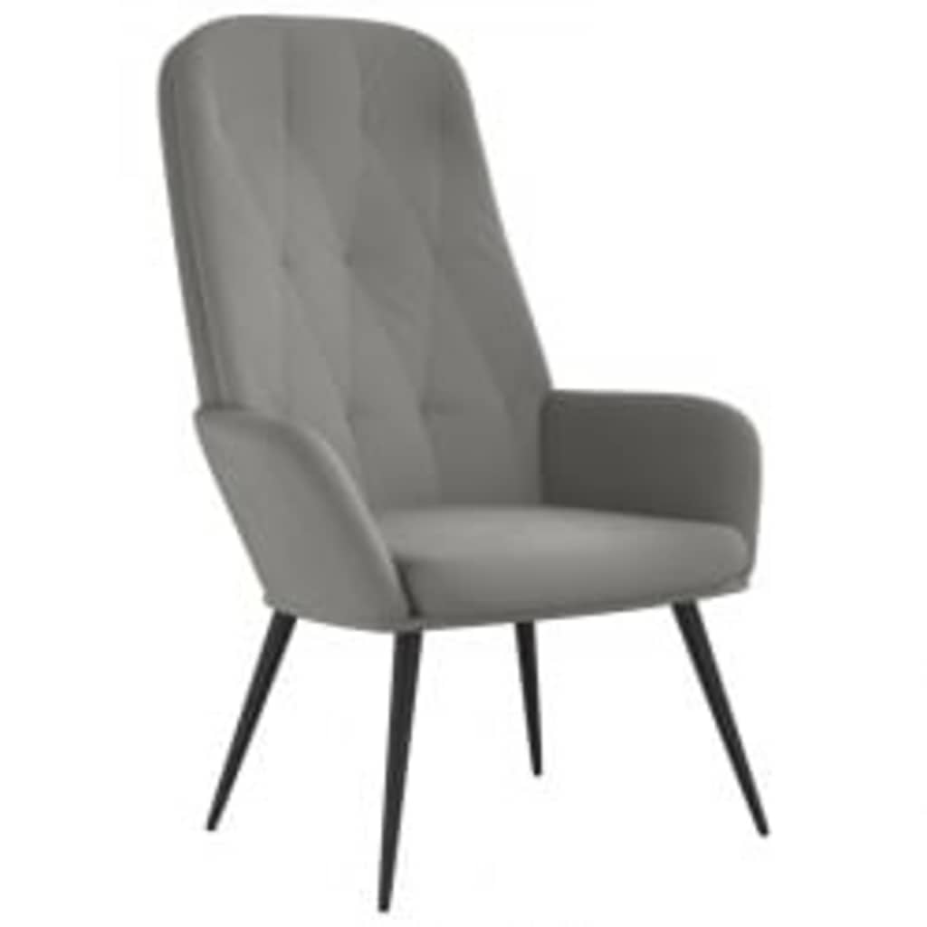 Relaxing Chair with Footstool Light Grey Velvet