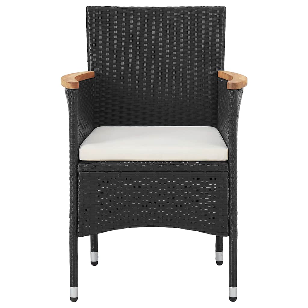 3 Piece Garden Dining Set Poly Rattan Black