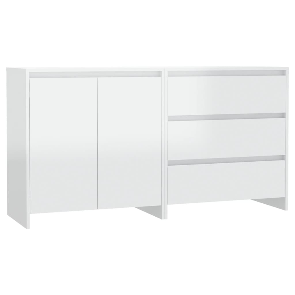 2 Piece Sideboard High Gloss White Engineered Wood