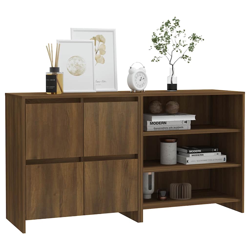 2 Piece Sideboard Brown Oak Engineered Wood