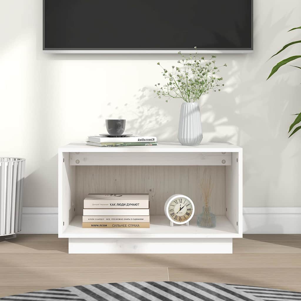 TV Cabinet White 60x35x35 cm Solid Wood Pine