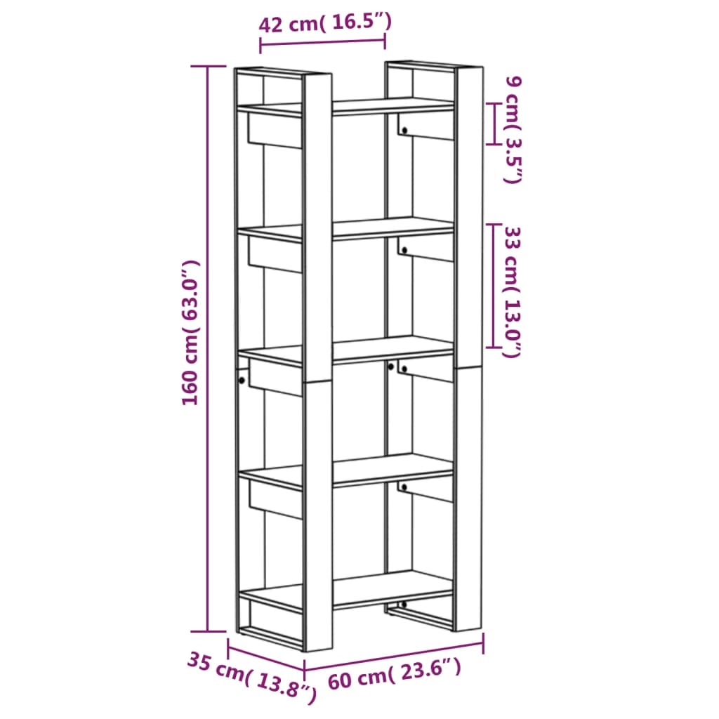 Book Cabinet/Room Divider Honey Brown 60x35x160 cm Solid Wood
