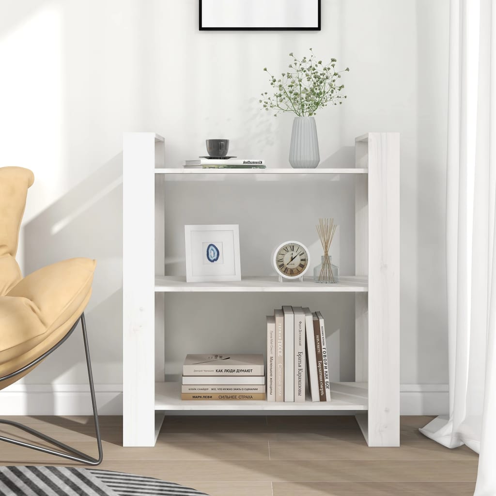 Book Cabinet/Room Divider White 80x35x91 cm Solid Wood Pine