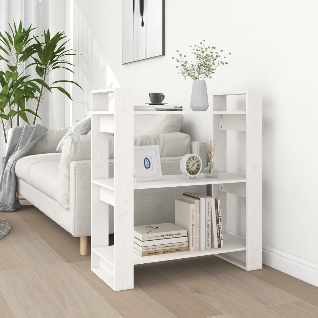 Book Cabinet/Room Divider White 80x35x91 cm Solid Wood Pine