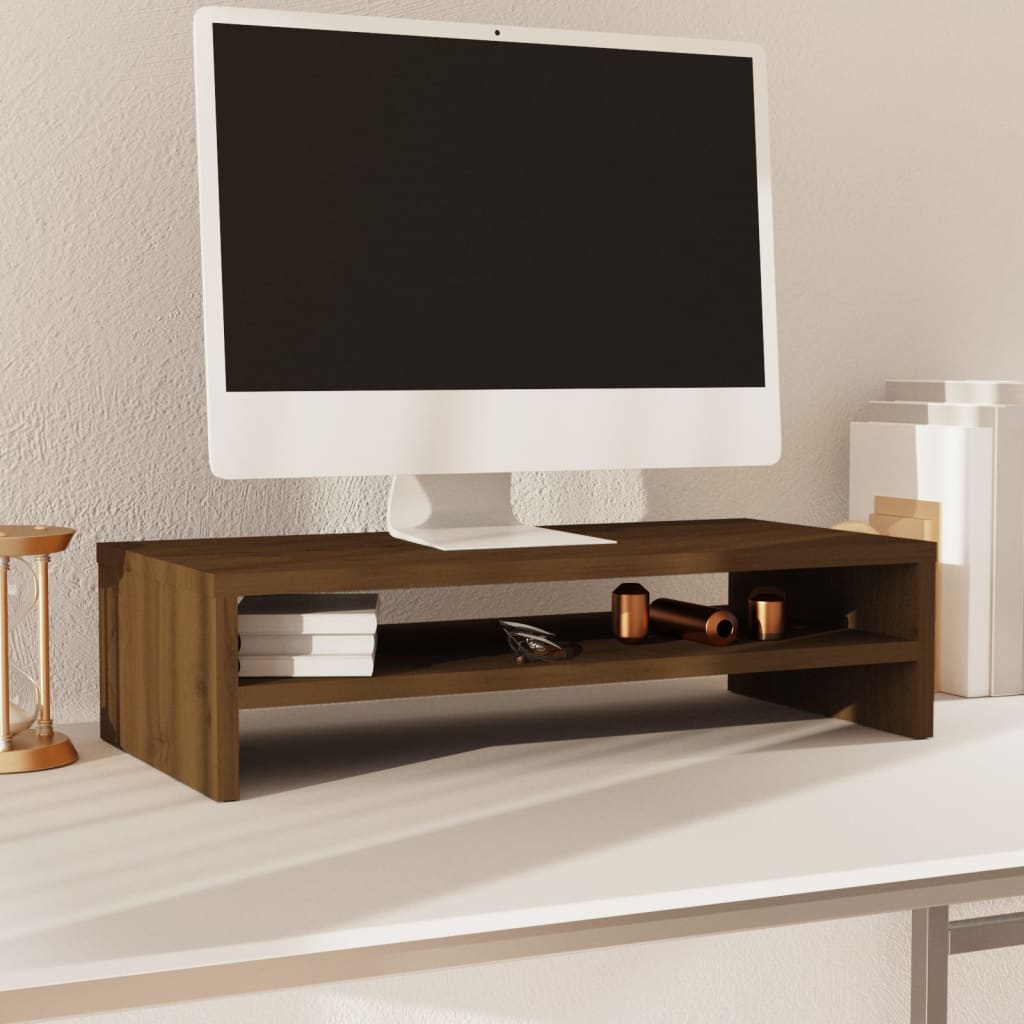 Monitor Stand Honey Brown 50x24x13 cm Solid Wood Pine