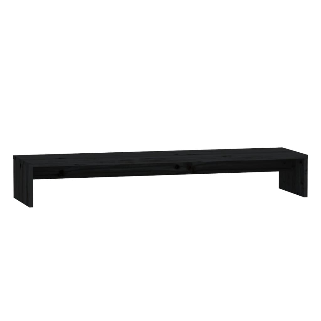 Monitor Stand Black 100x27x15 cm Solid Wood Pine