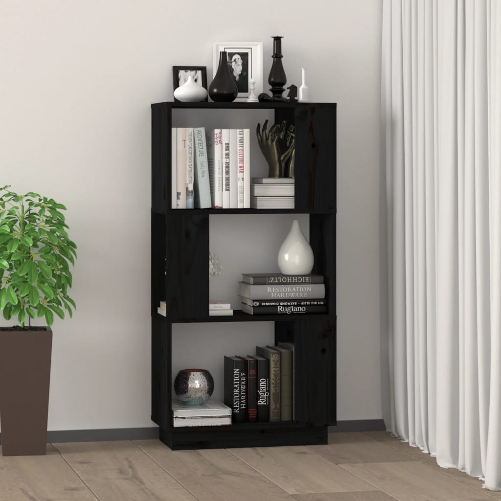 Book Cabinet/Room Divider Black 51x25x101 cm Solid Wood Pine