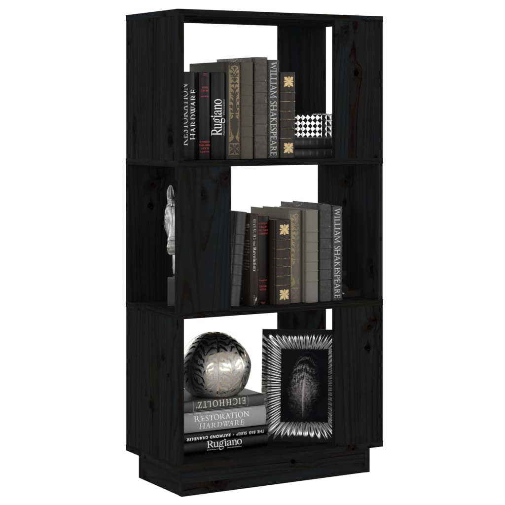 Book Cabinet/Room Divider Black 51x25x101 cm Solid Wood Pine