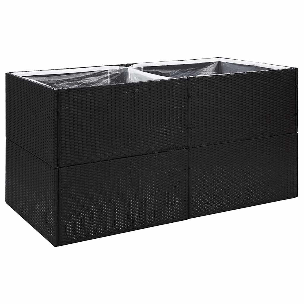 Garden Planter Black 157x80x80 cm Poly Rattan