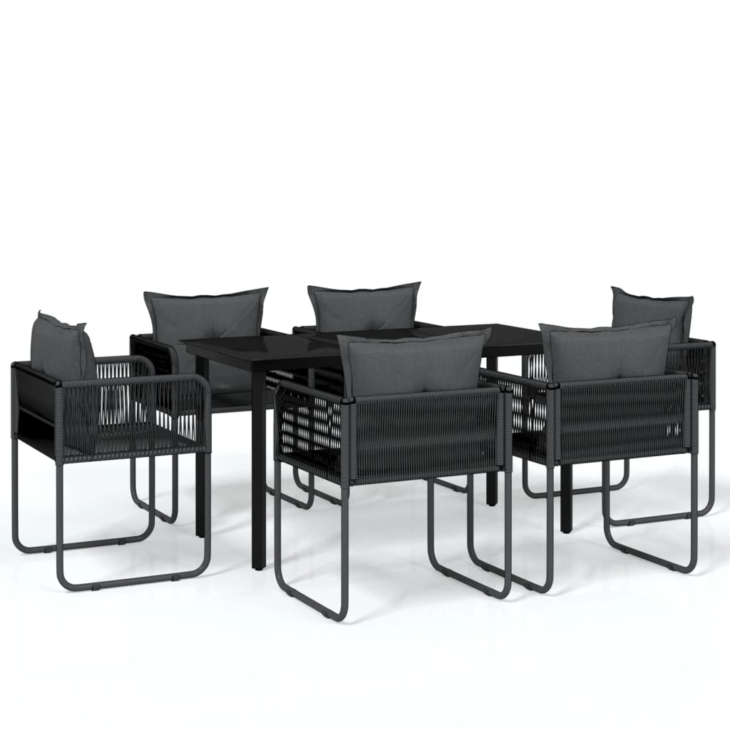 7 Piece Garden Dining Set Black