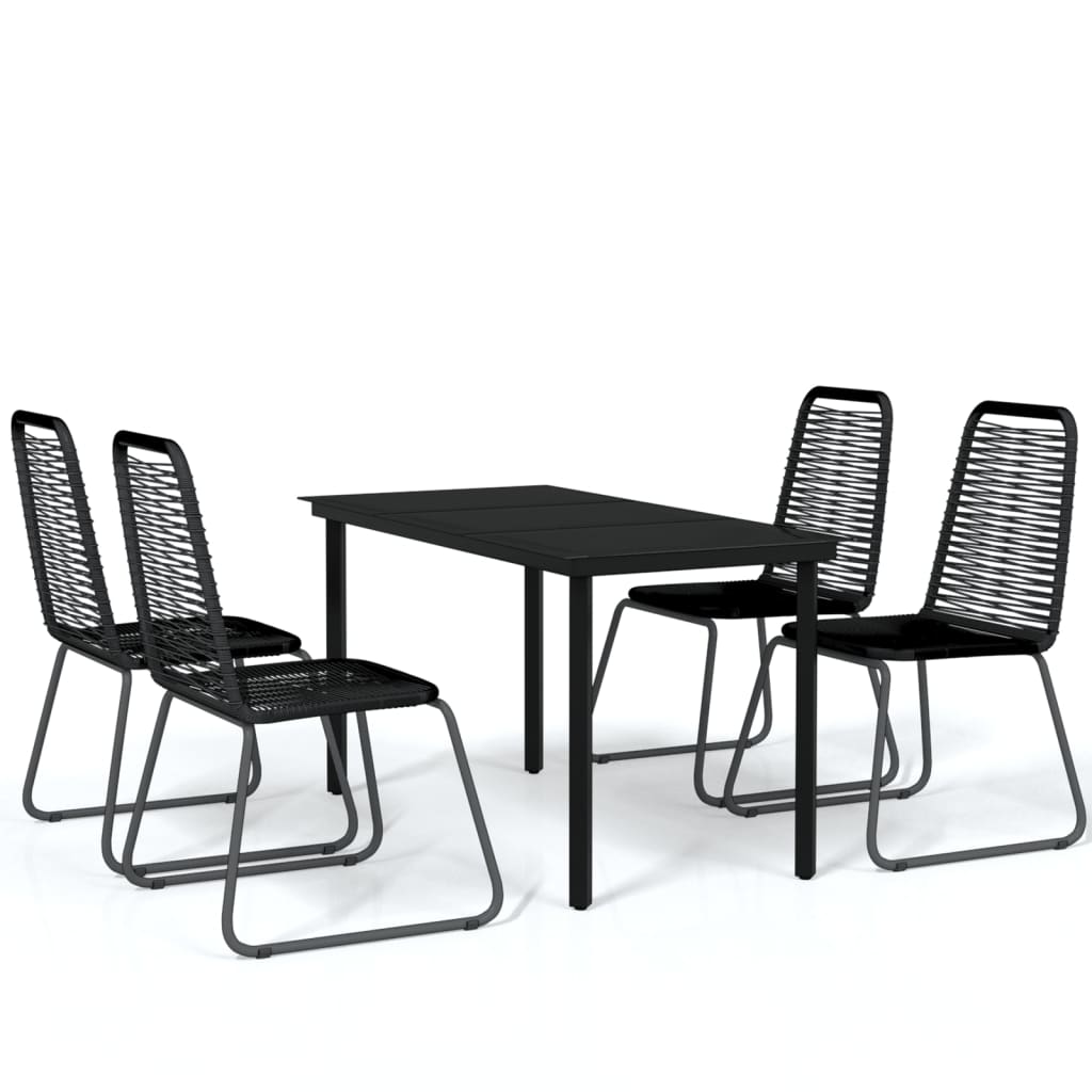 5 Piece Garden Dining Set Black