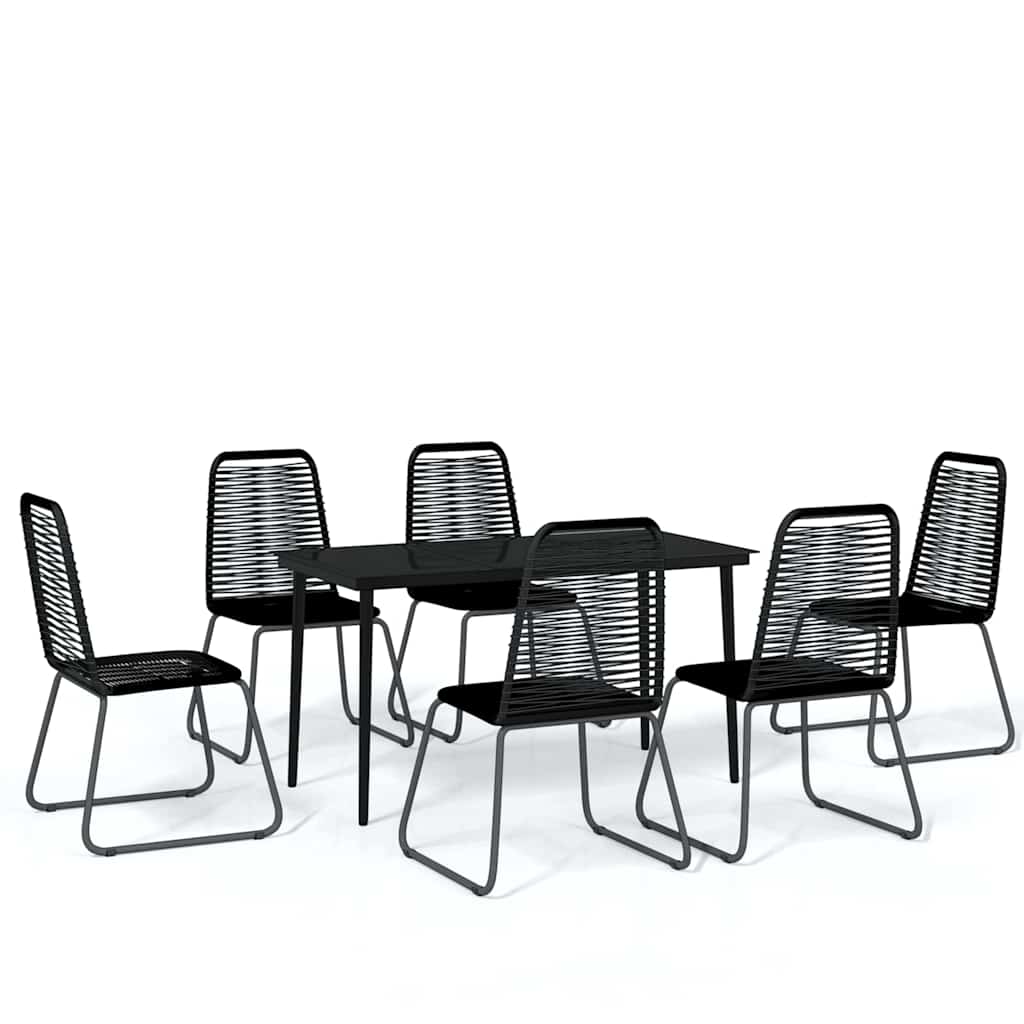 7 Piece Garden Dining Set Black
