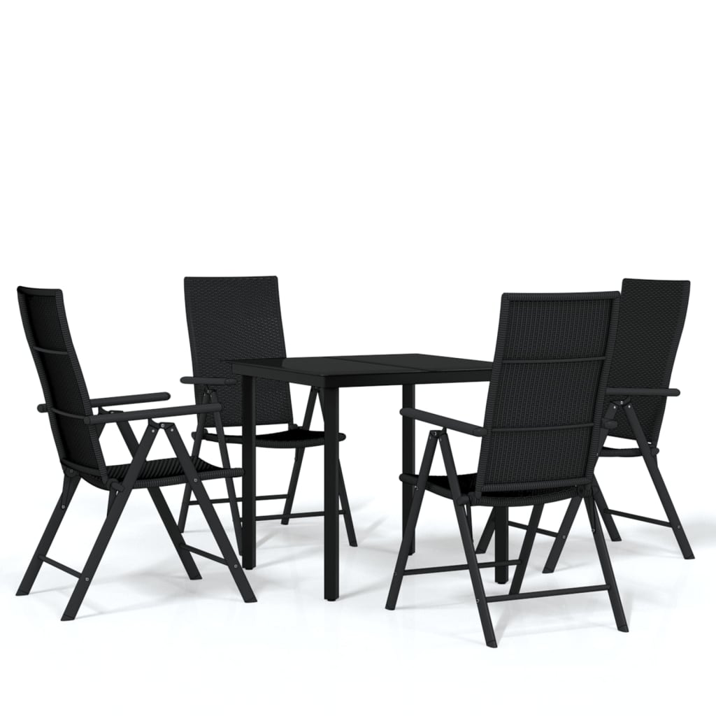 5 Piece Garden Dining Set Black