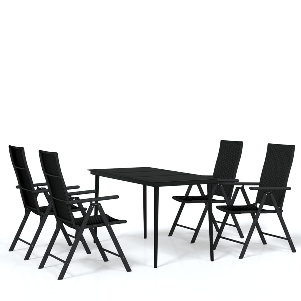 5 Piece Garden Dining Set Black