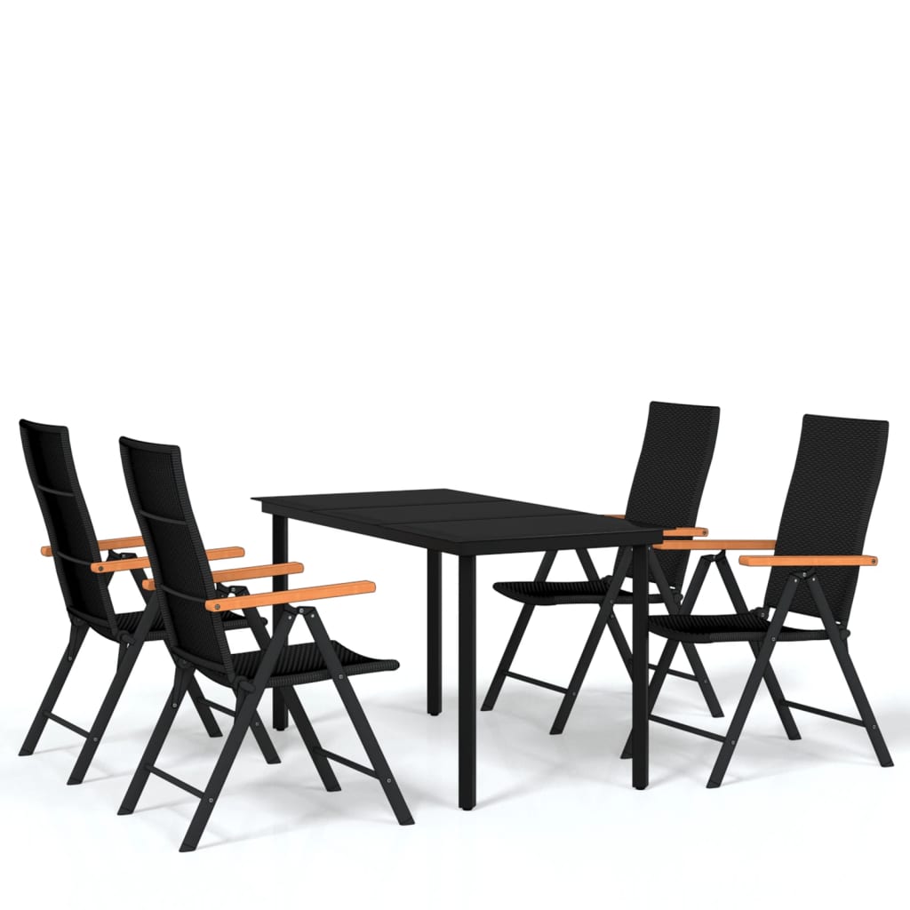5 Piece Garden Dining Set Black