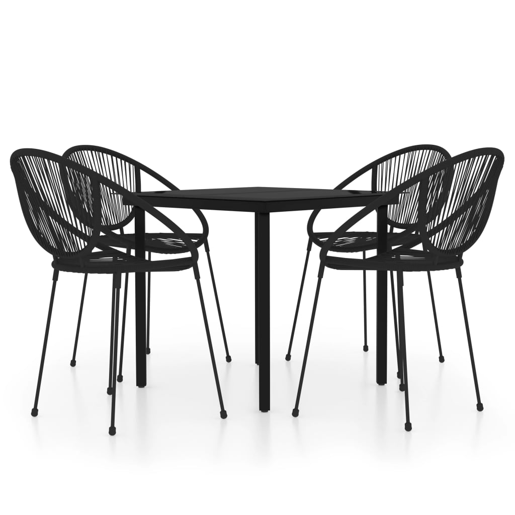 5 Piece Garden Dining Set Black