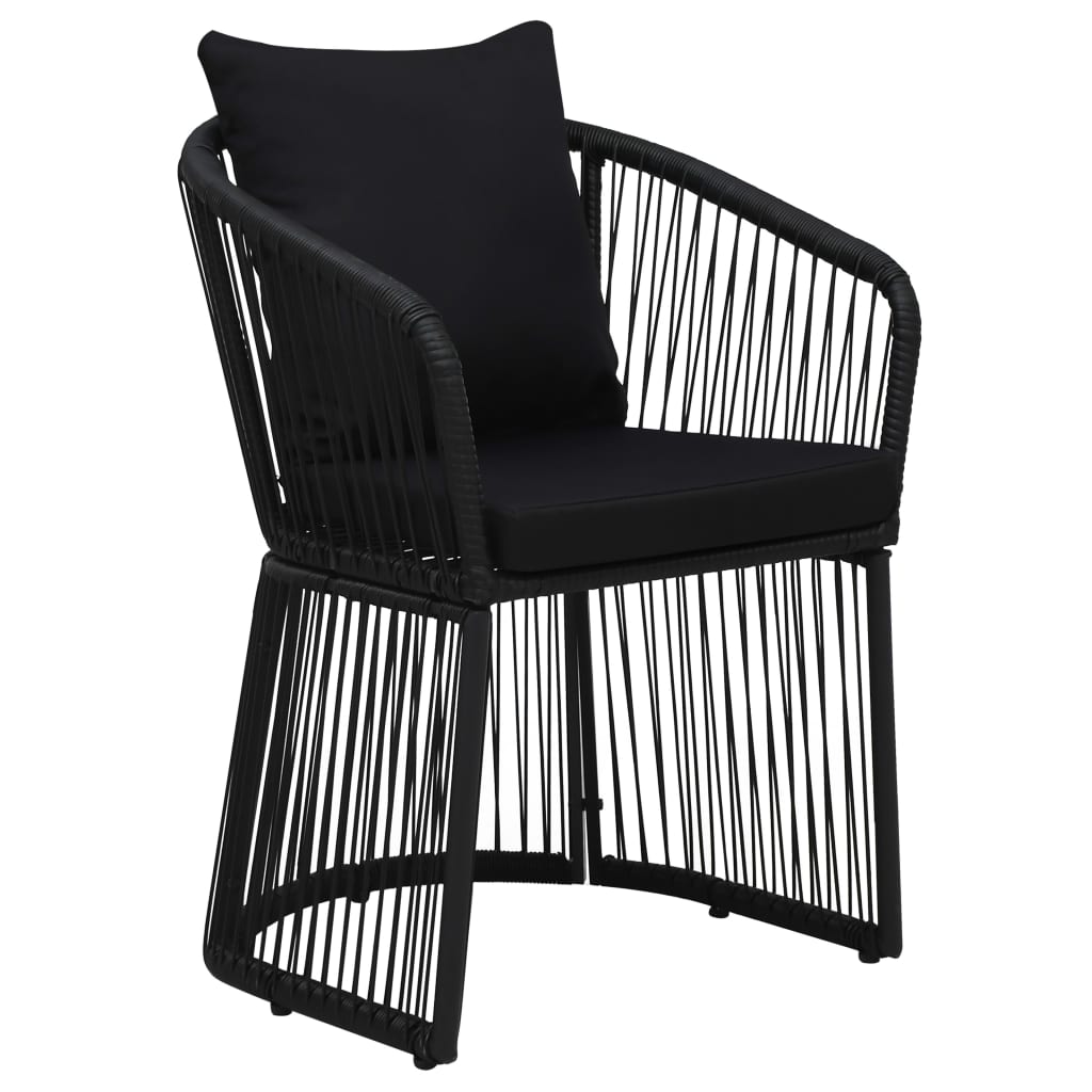 5 Piece Garden Dining Set with Cushions Black