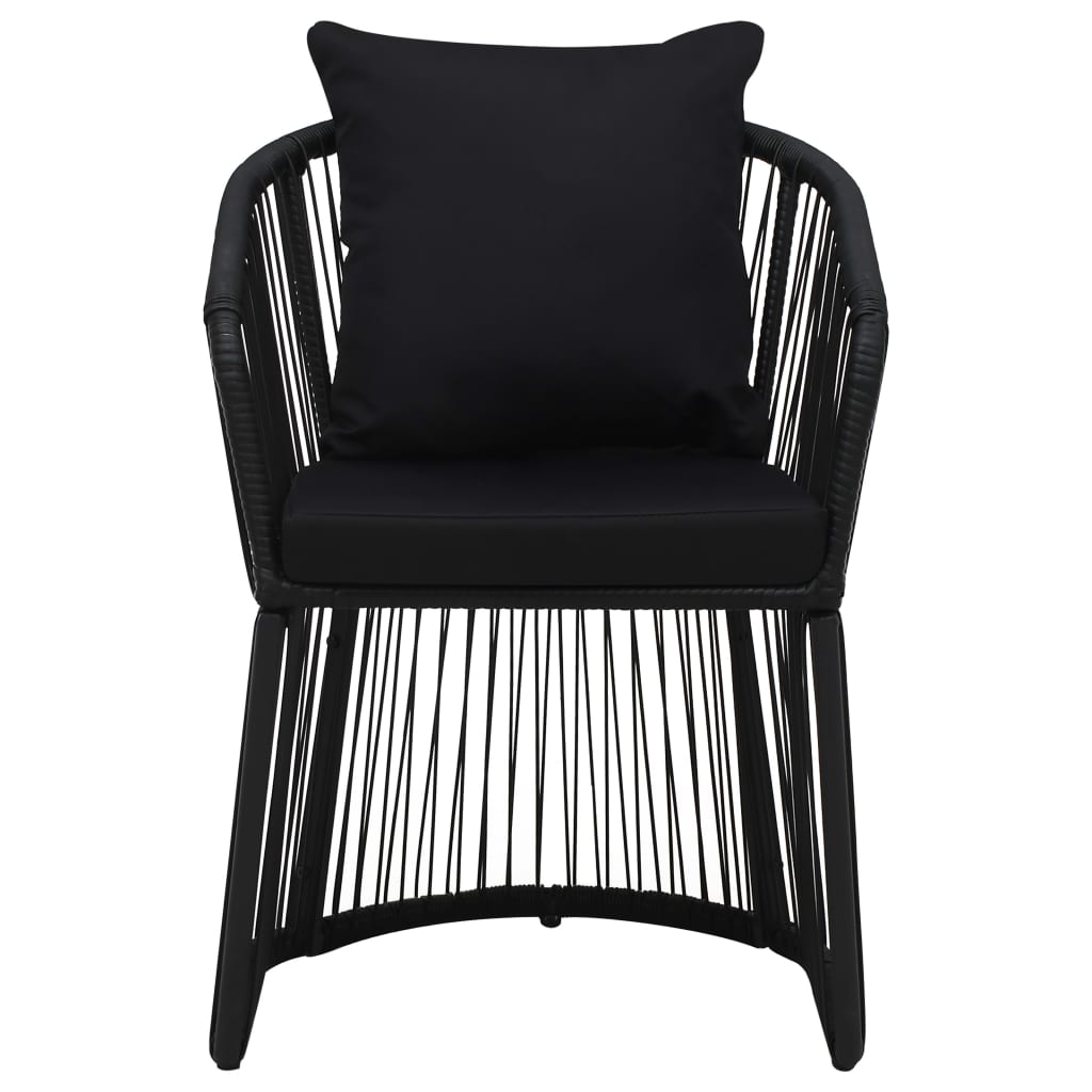 5 Piece Garden Dining Set with Cushions Black