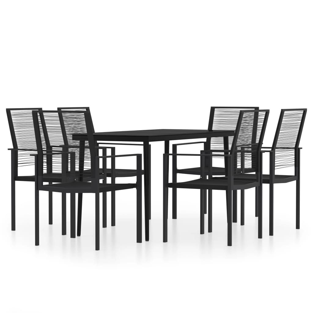 7 Piece Garden Dining Set Black