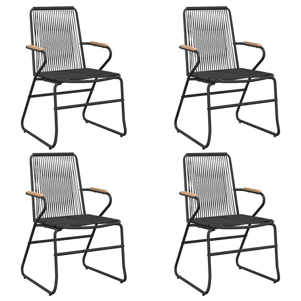 5 Piece Garden Dining Set Black PVC Rattan