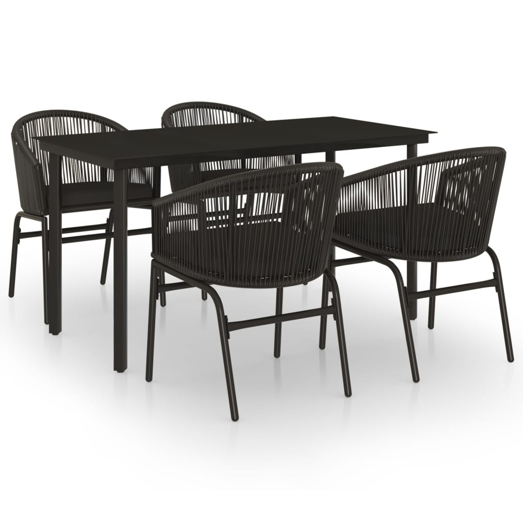5 Piece Garden Dining Set Black