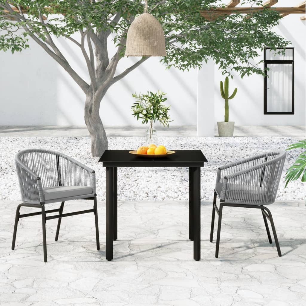 3 Piece Garden Dining Set Grey