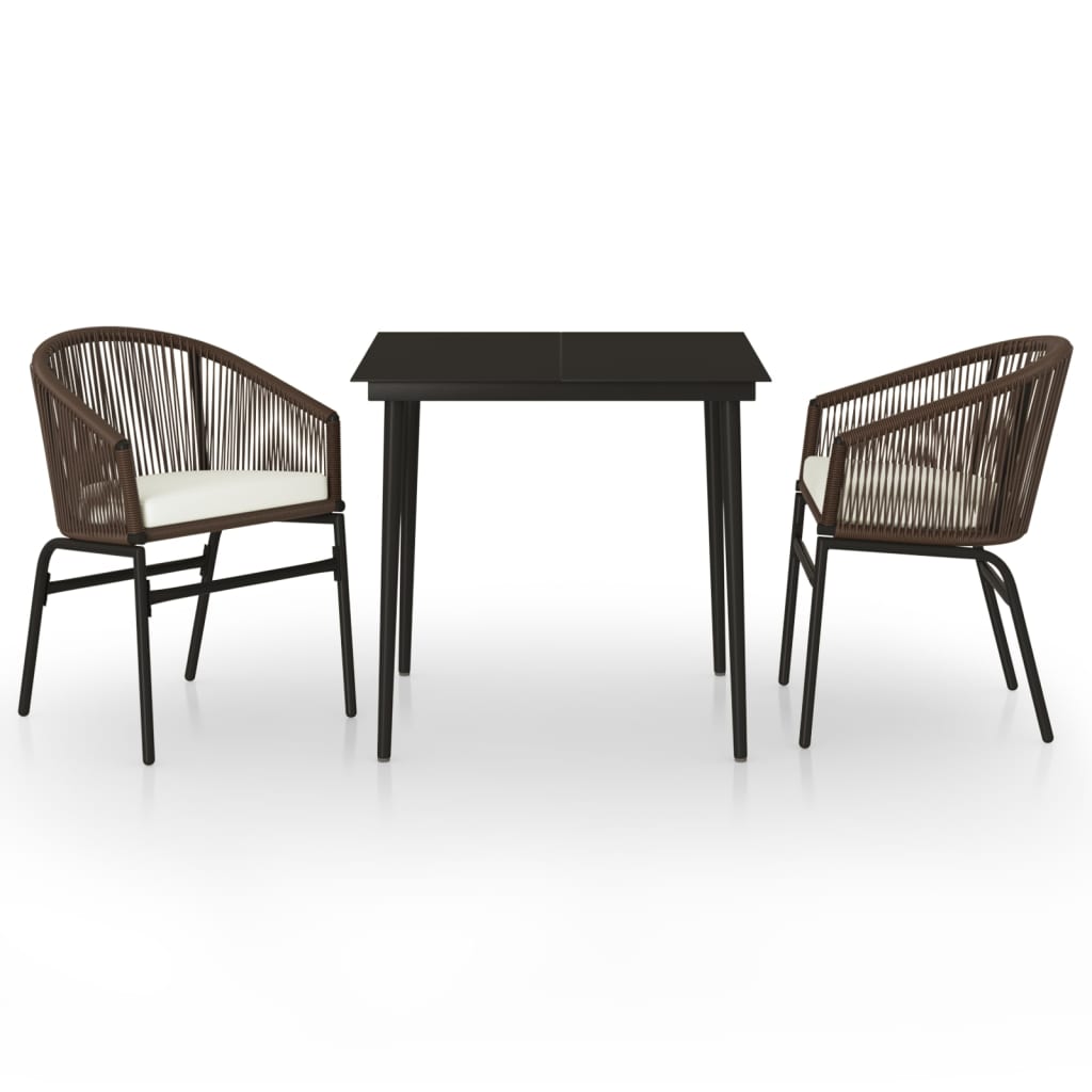 3 Piece Garden Dining Set Brown
