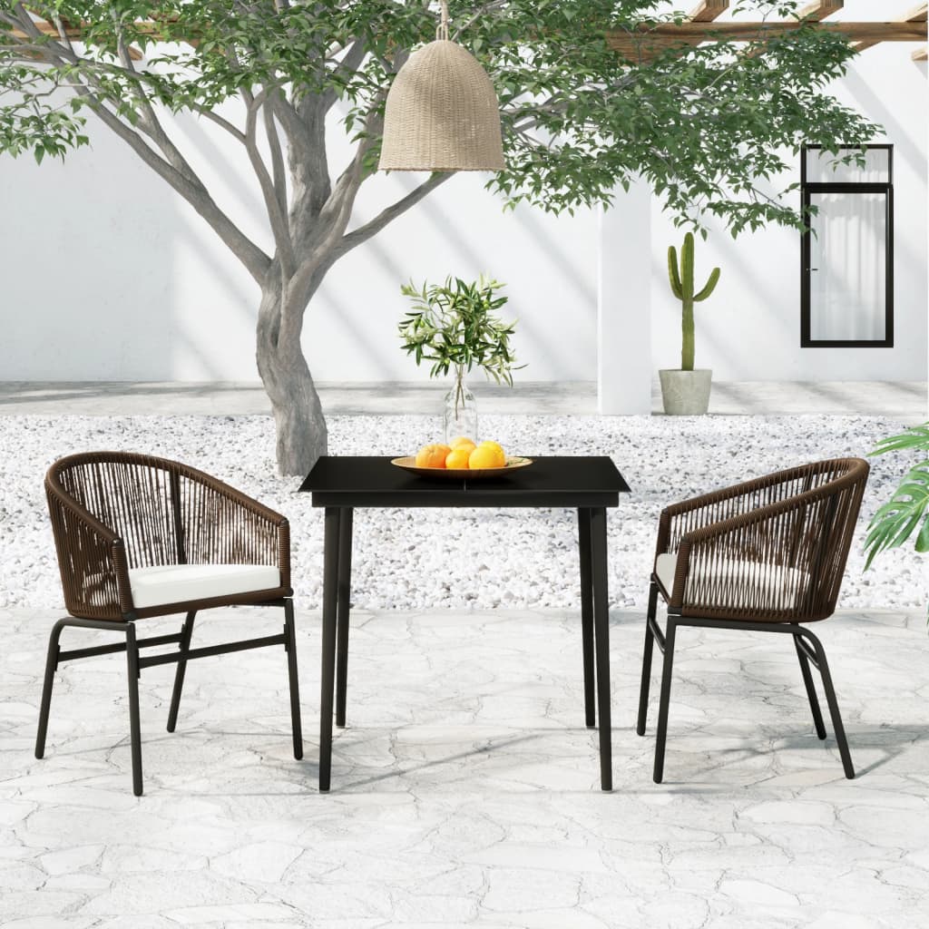 3 Piece Garden Dining Set Brown