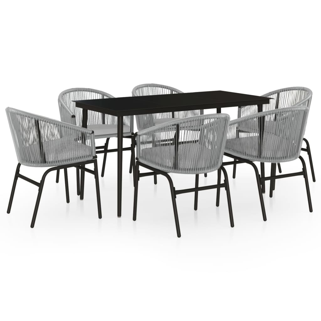 7 Piece Garden Dining Set Grey