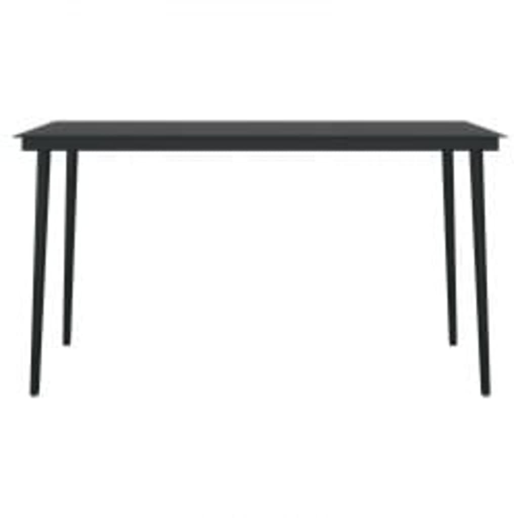 7 Piece Garden Dining Set with Cushions Black
