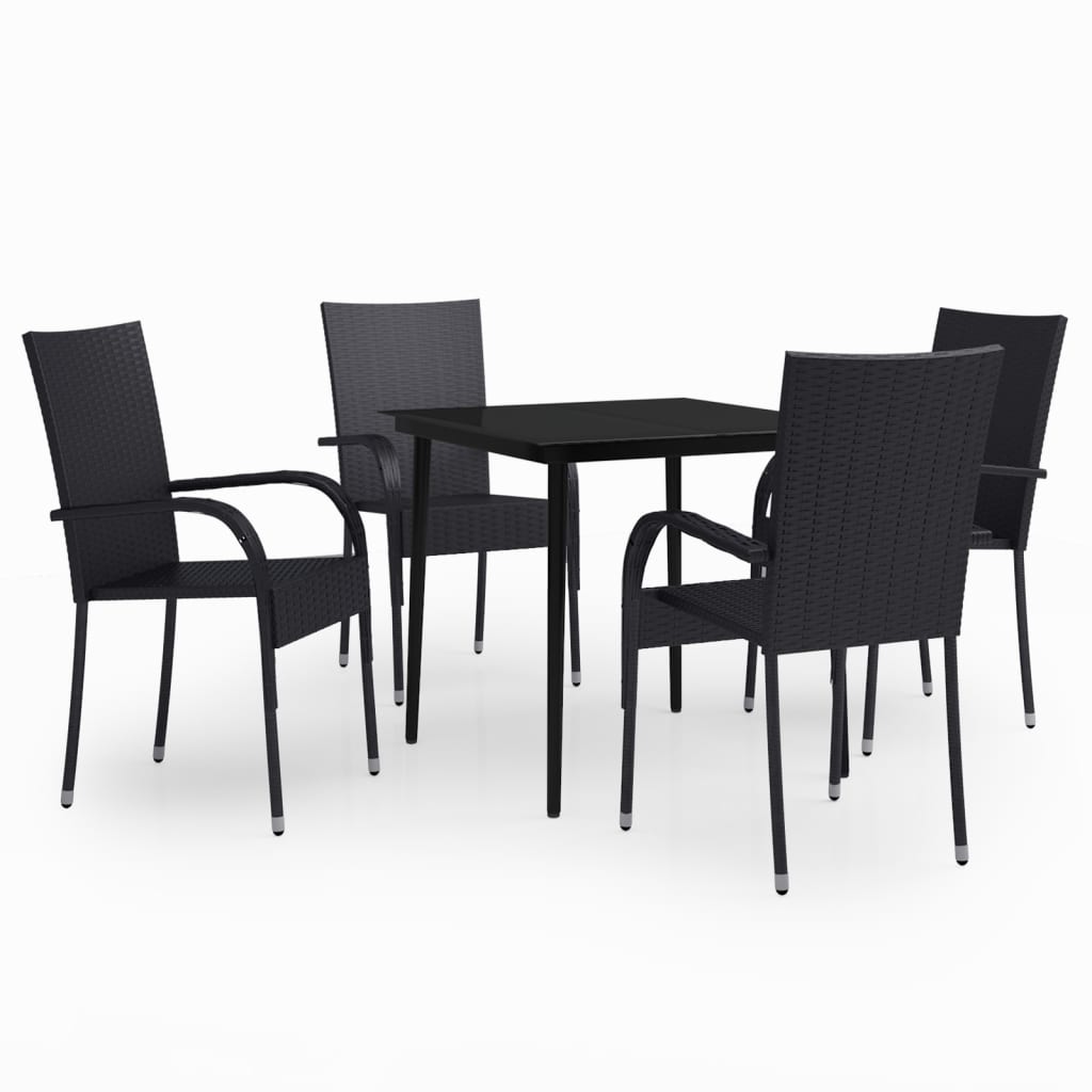 5 Piece Garden Dining Set Black
