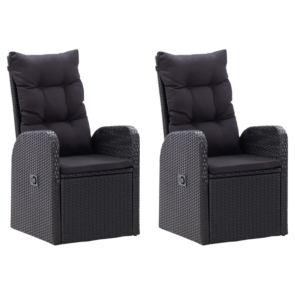 3 Piece Garden Dining Set with Cushions Black