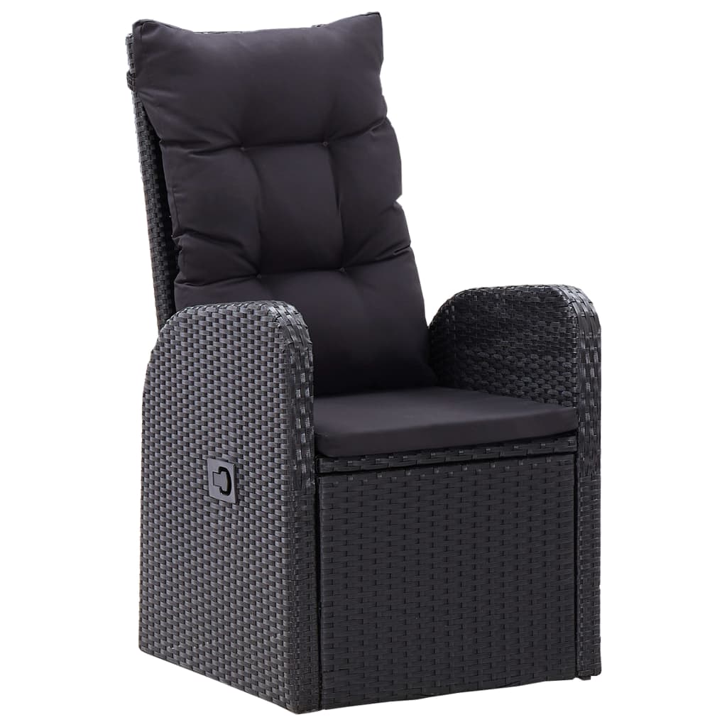 3 Piece Garden Dining Set with Cushions Black