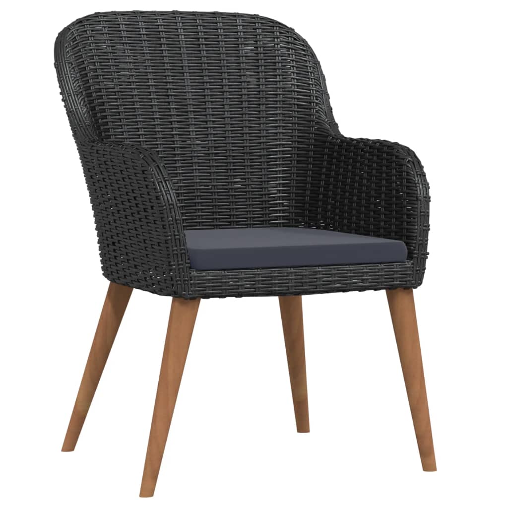 5 Piece Garden Dining Set with Cushions Black