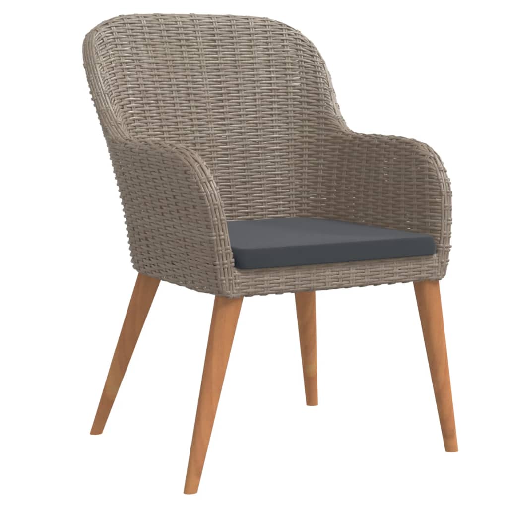 5 Piece Garden Dining Set with Cushions Brown