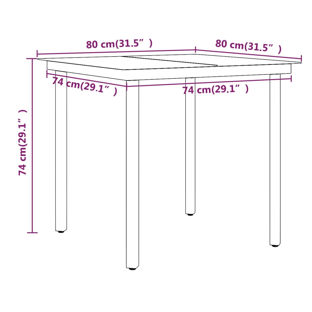 3 Piece Garden Dining Set with Cushions Brown