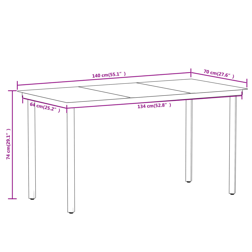 7 Piece Garden Dining Set Brown
