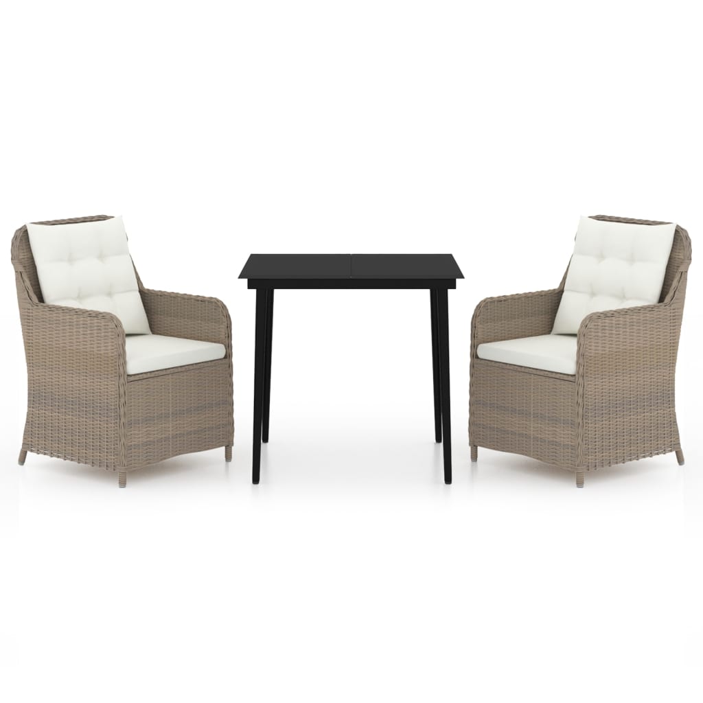 3 Piece Garden Dining Set Brown