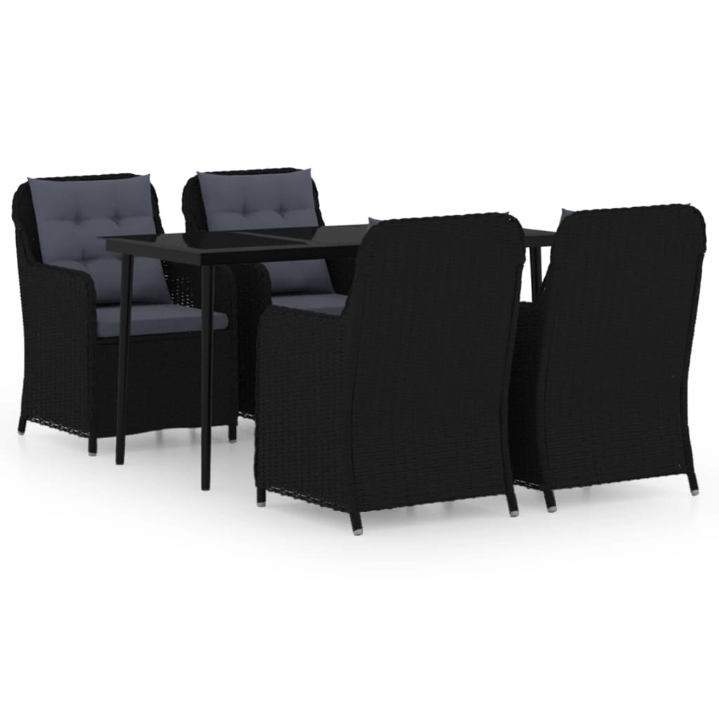 5 Piece Garden Dining Set Black
